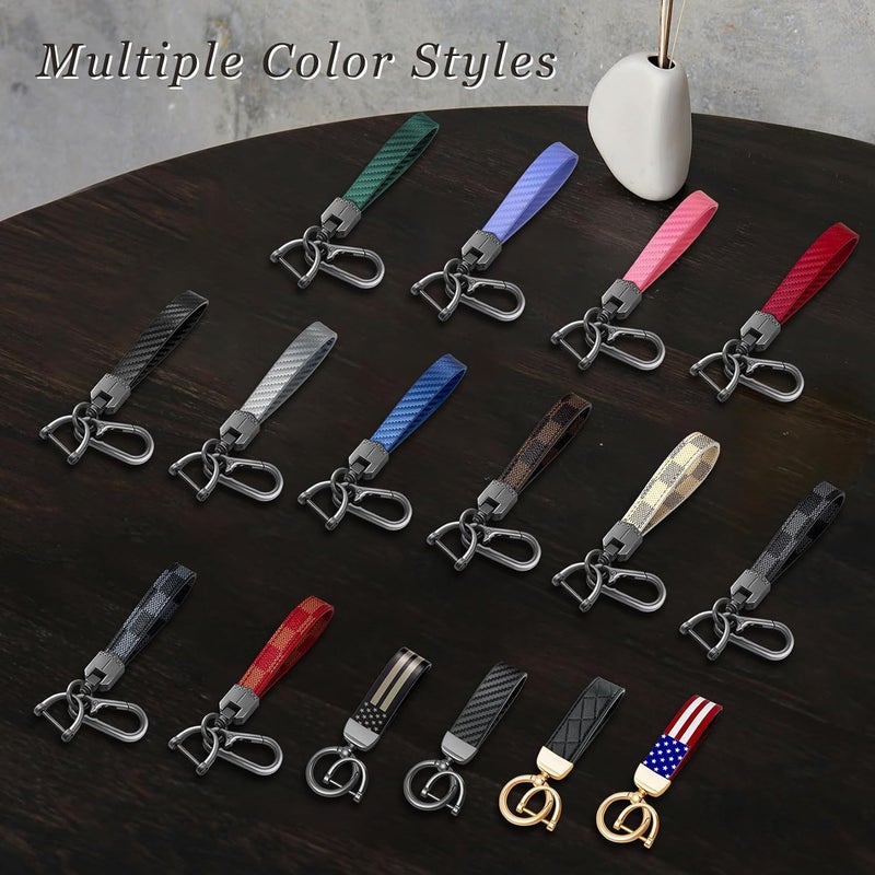 OHKYOOT Store Leather Car Keychain,Carabiner Clip Key Fob Keychain for Home Car Keys Women Men - Image 3
